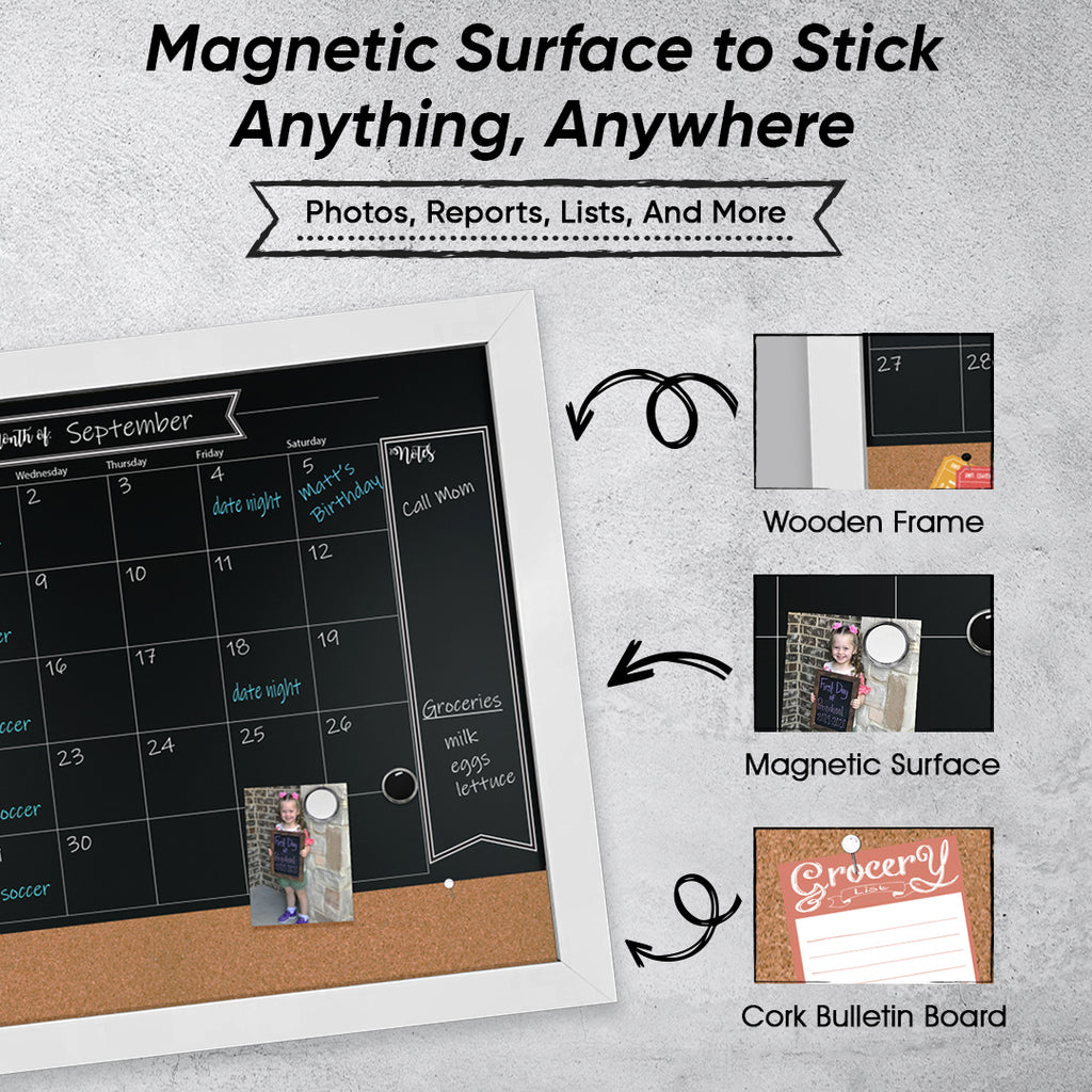 18x24 White magnetic chalkboard calendar board