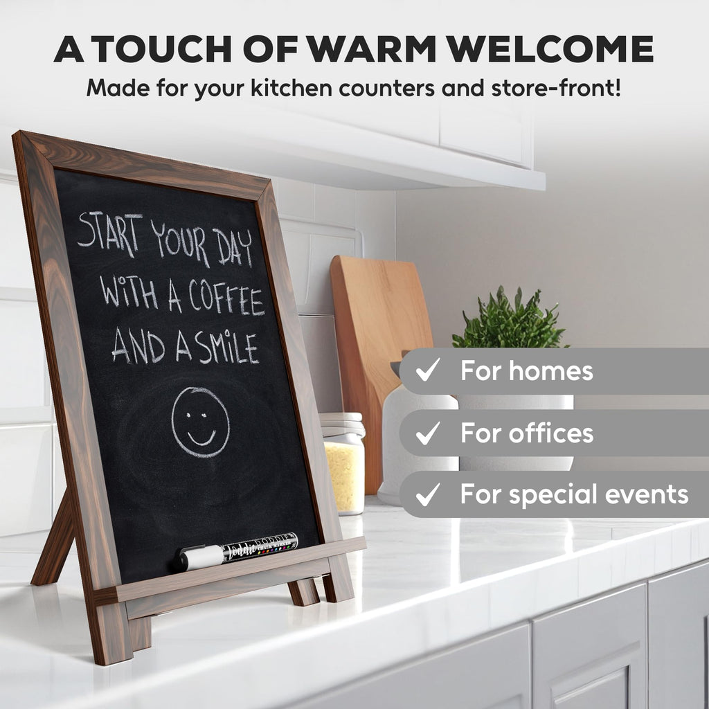 Loddie Doddie Mini Chalkboard Sign Easel, Place Cards, Dark Brown, 12"x17"