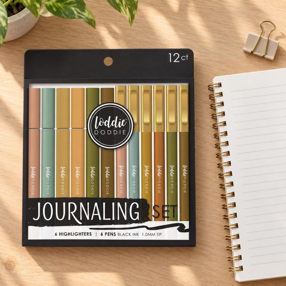 Loddie Doddie Journaling Set, Fine 1.0 mm Pen Tips, Cashmere Tones, 12 Pc