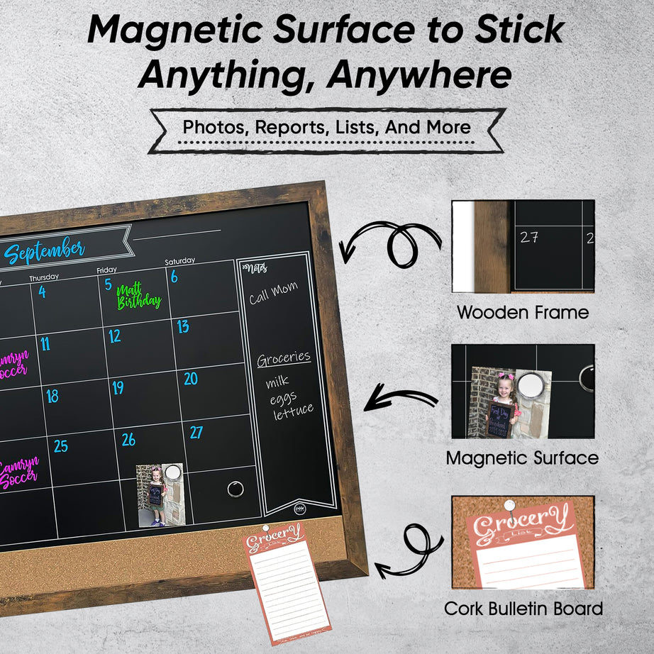 24x36 Rustic magnetic chalkboard calendar board