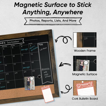 Loddie Doddie rustic magnetic chalkboard calendar board