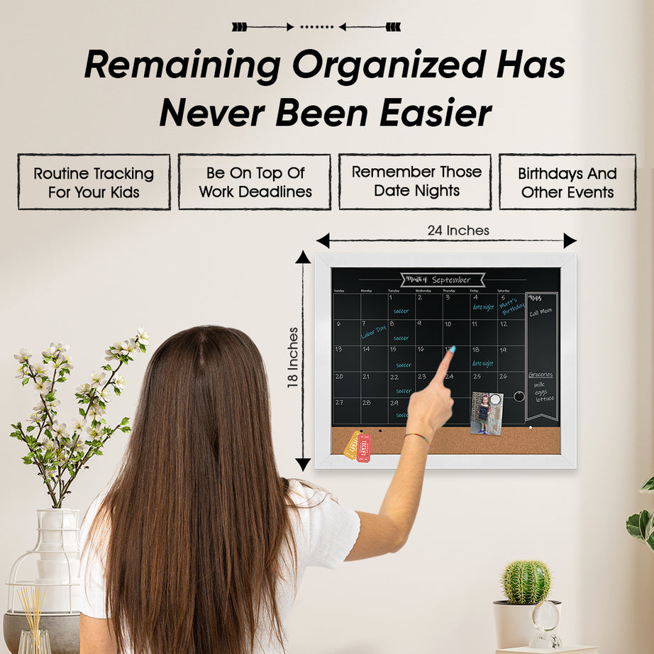 Magnetic chalkboard calendar board