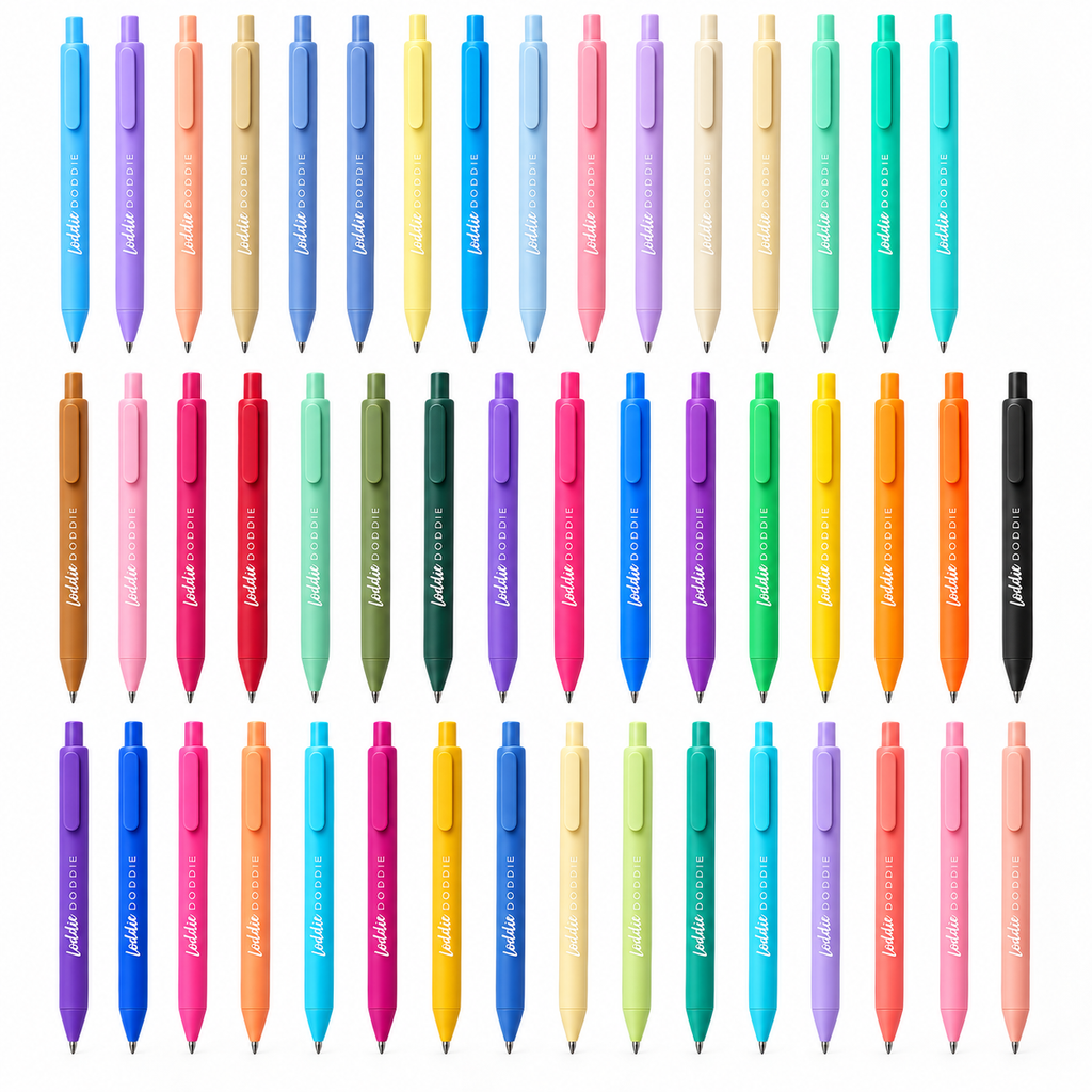 Loddie Doddie Retractable Gel Pens, Soft-Touch Satin Grip, Assorted Color Collection, 48 Pack