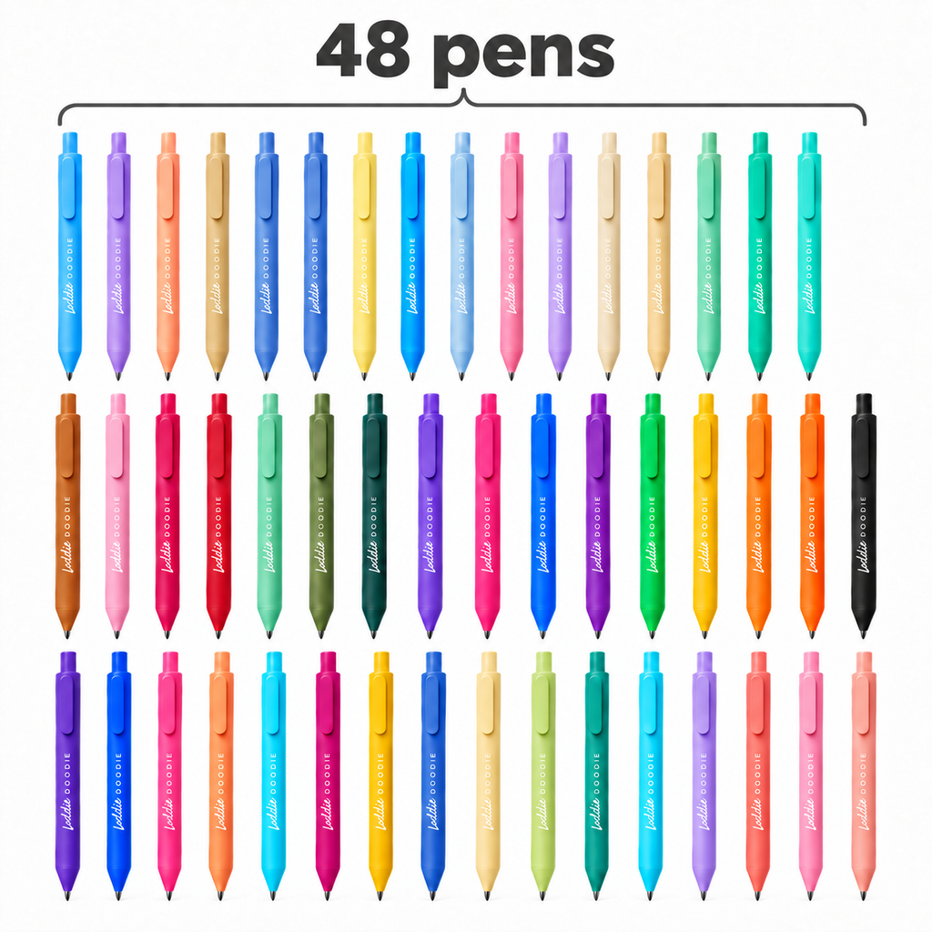 Loddie Doddie Retractable Gel Pens, Soft-Touch Satin Grip, Assorted Color Collection, 48 Pack