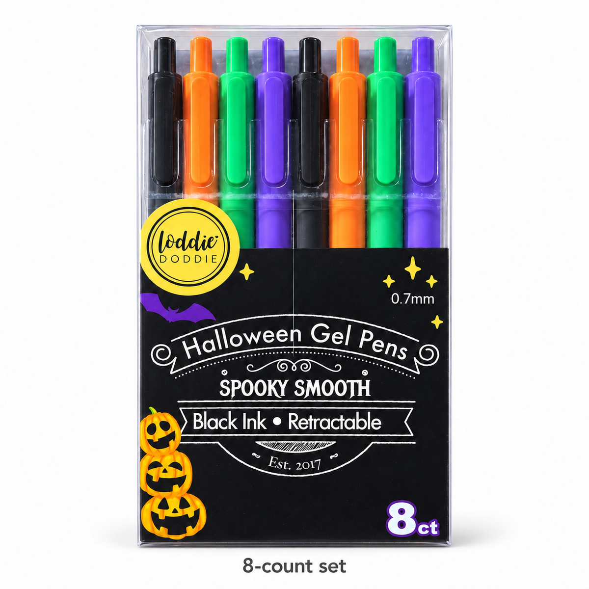 Loddie Doddie 8ct Retractable Gel Pens - Black Ink - Halloween Colors