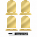 Loddie Doddie Gold Mirror Acrylic Arch Signs with Bases, 4 x 6 Inch, 4 Pack with White Chalk Marker