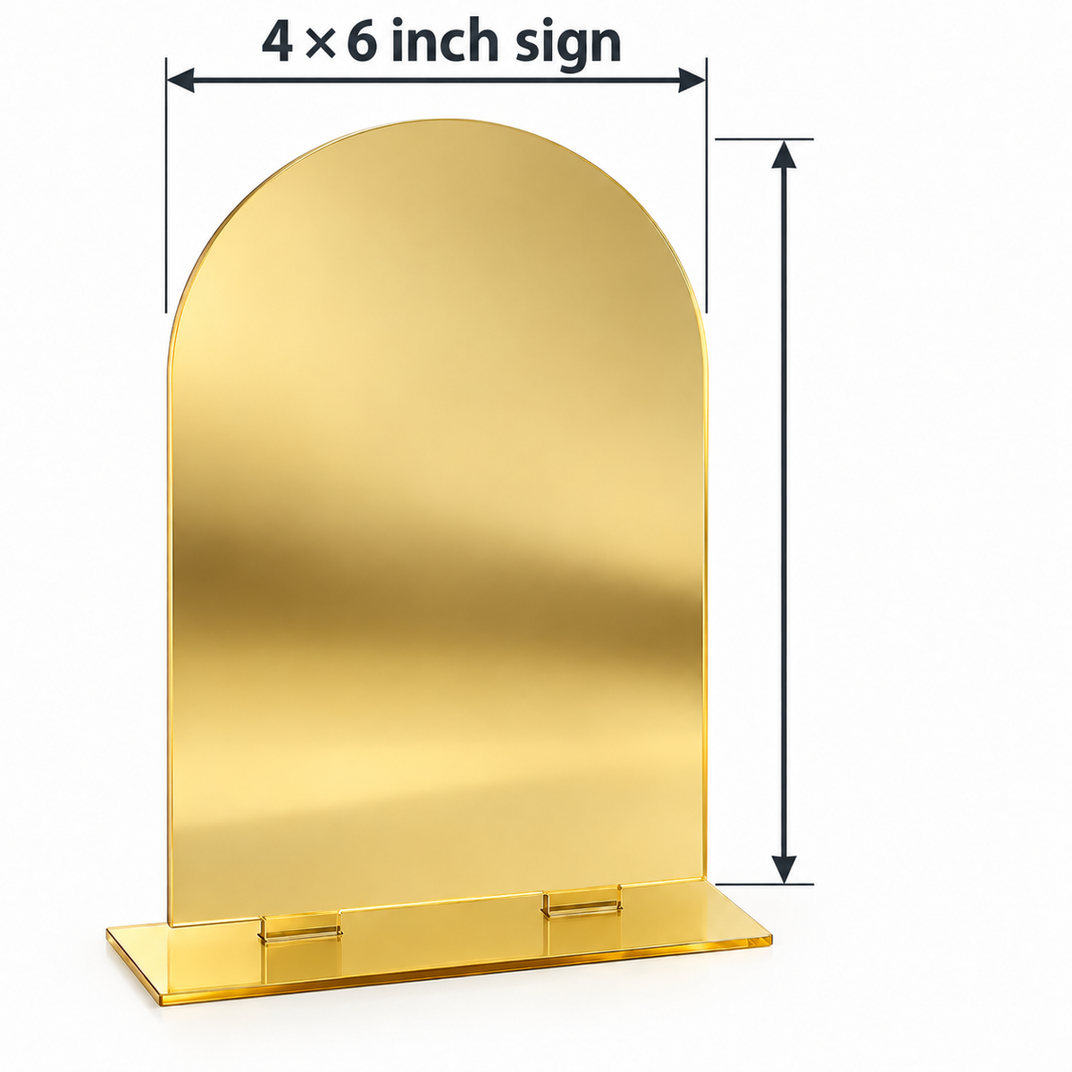 Loddie Doddie Gold Mirror Acrylic Arch Signs with Bases, 4 x 6 Inch, 4 Pack with White Chalk Marker