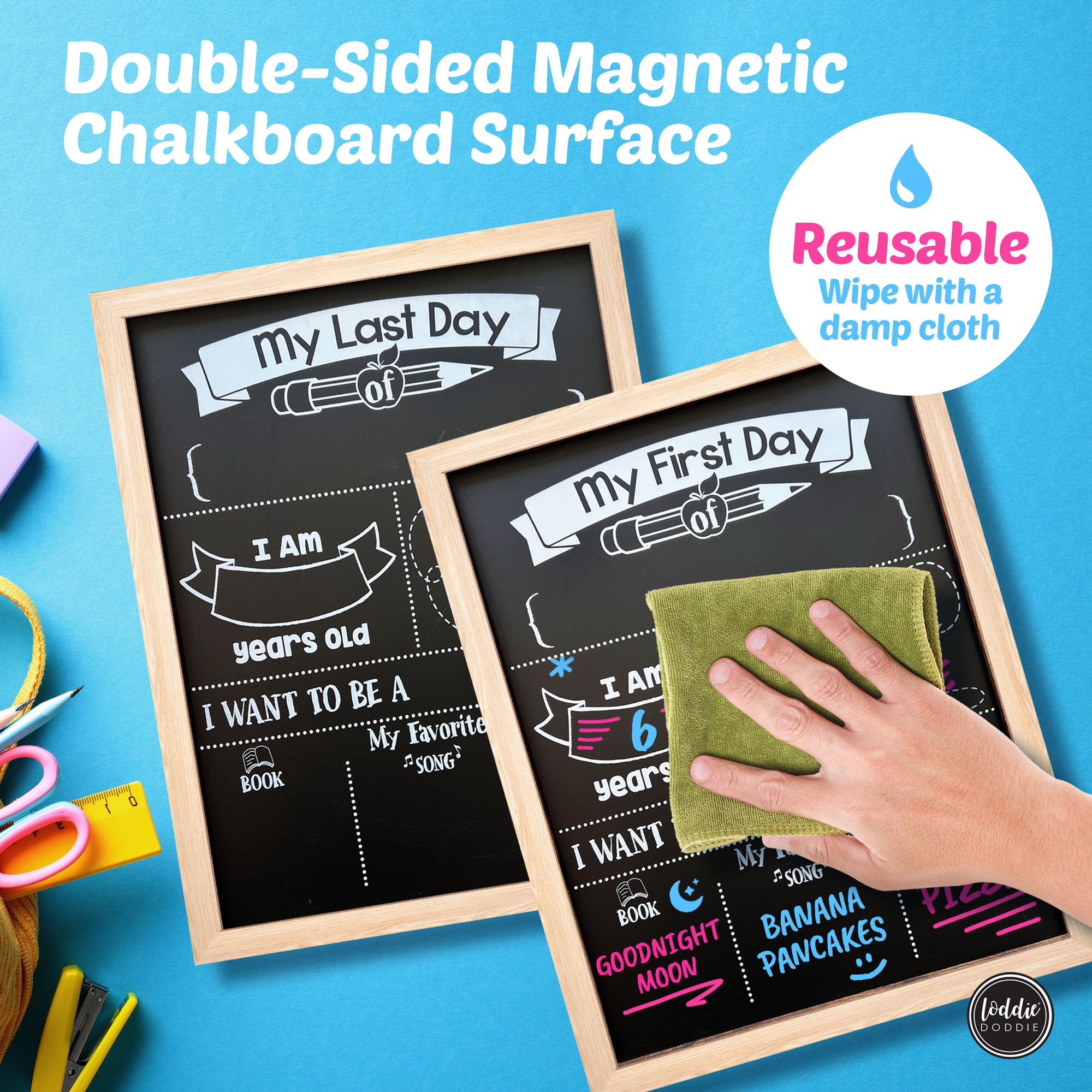 Loddie Doddie light wood chalkboard