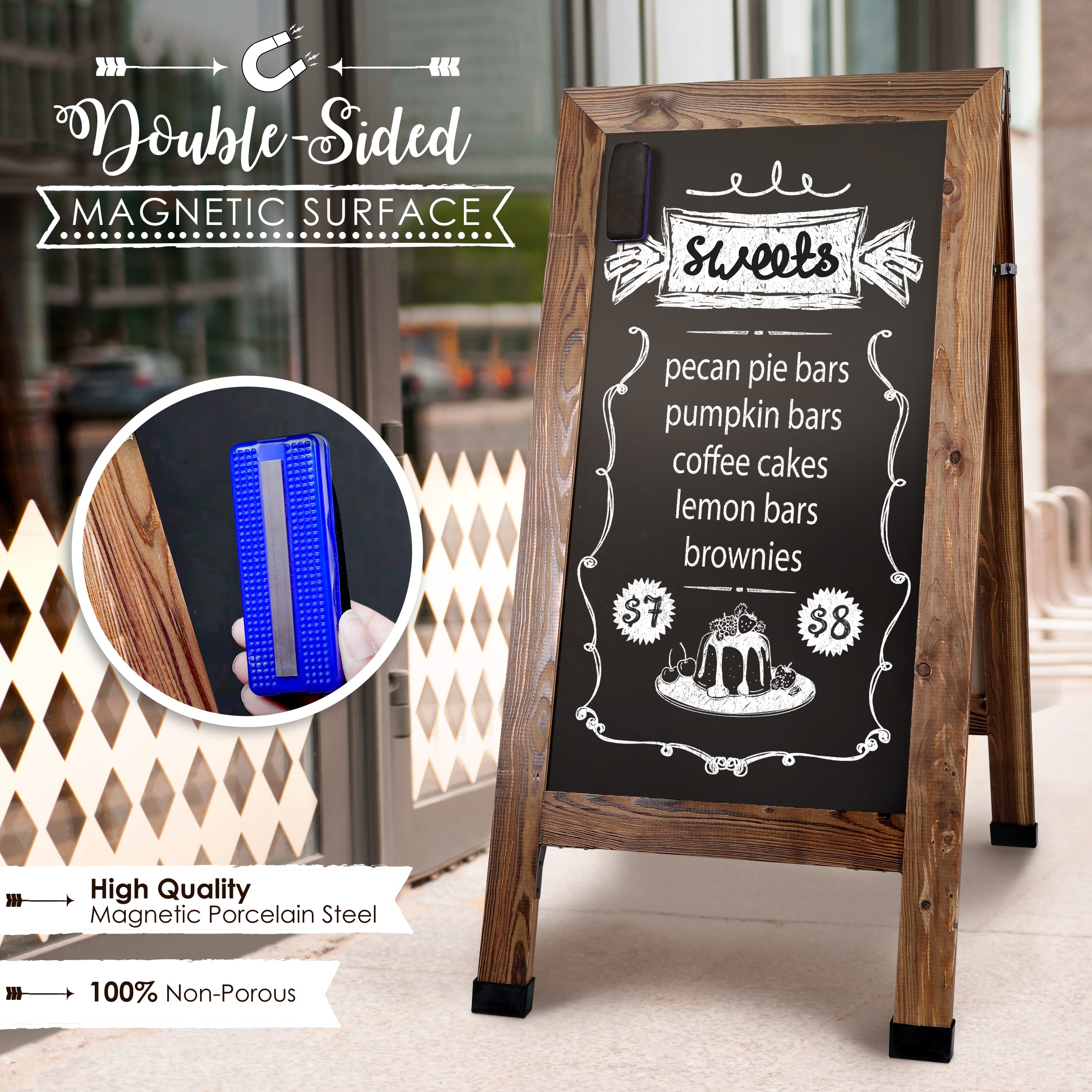Rustic chalkboard a-frame easel