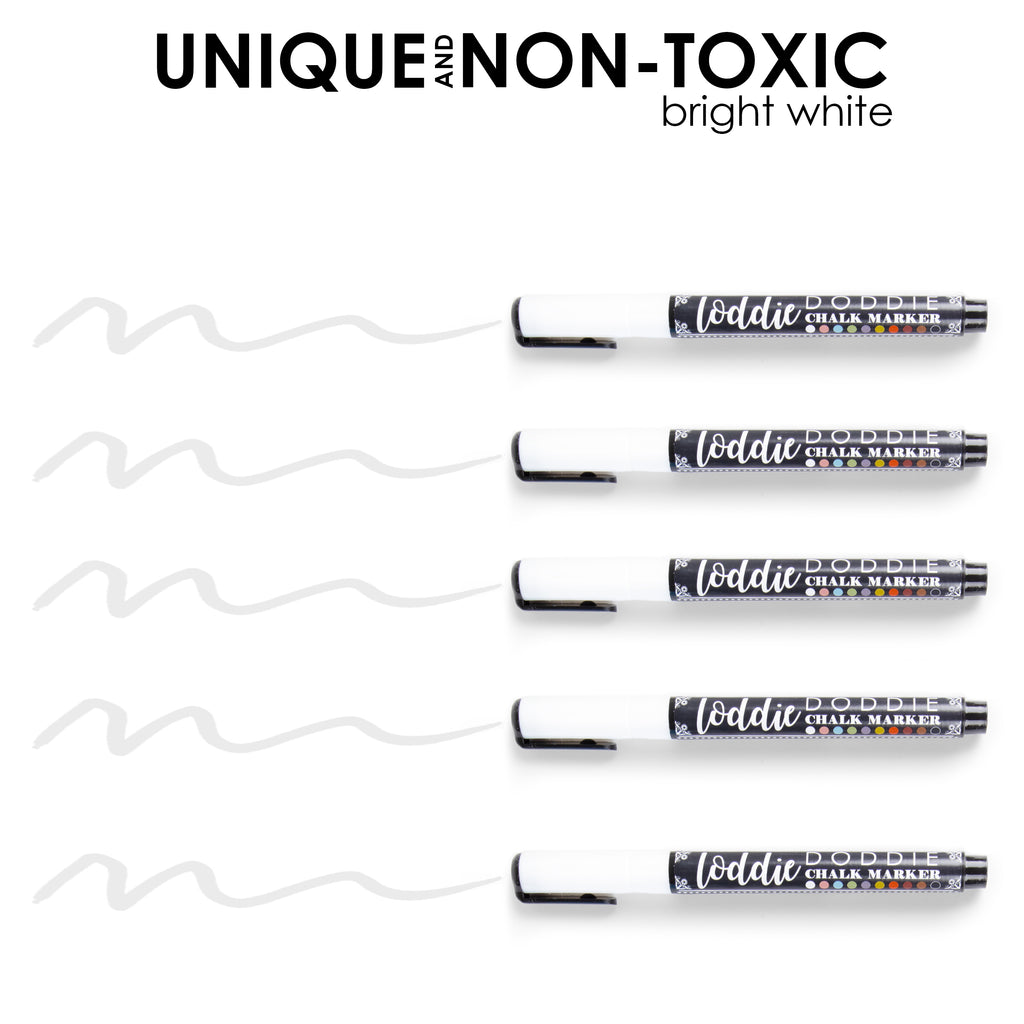 5-count bright white chalk markers