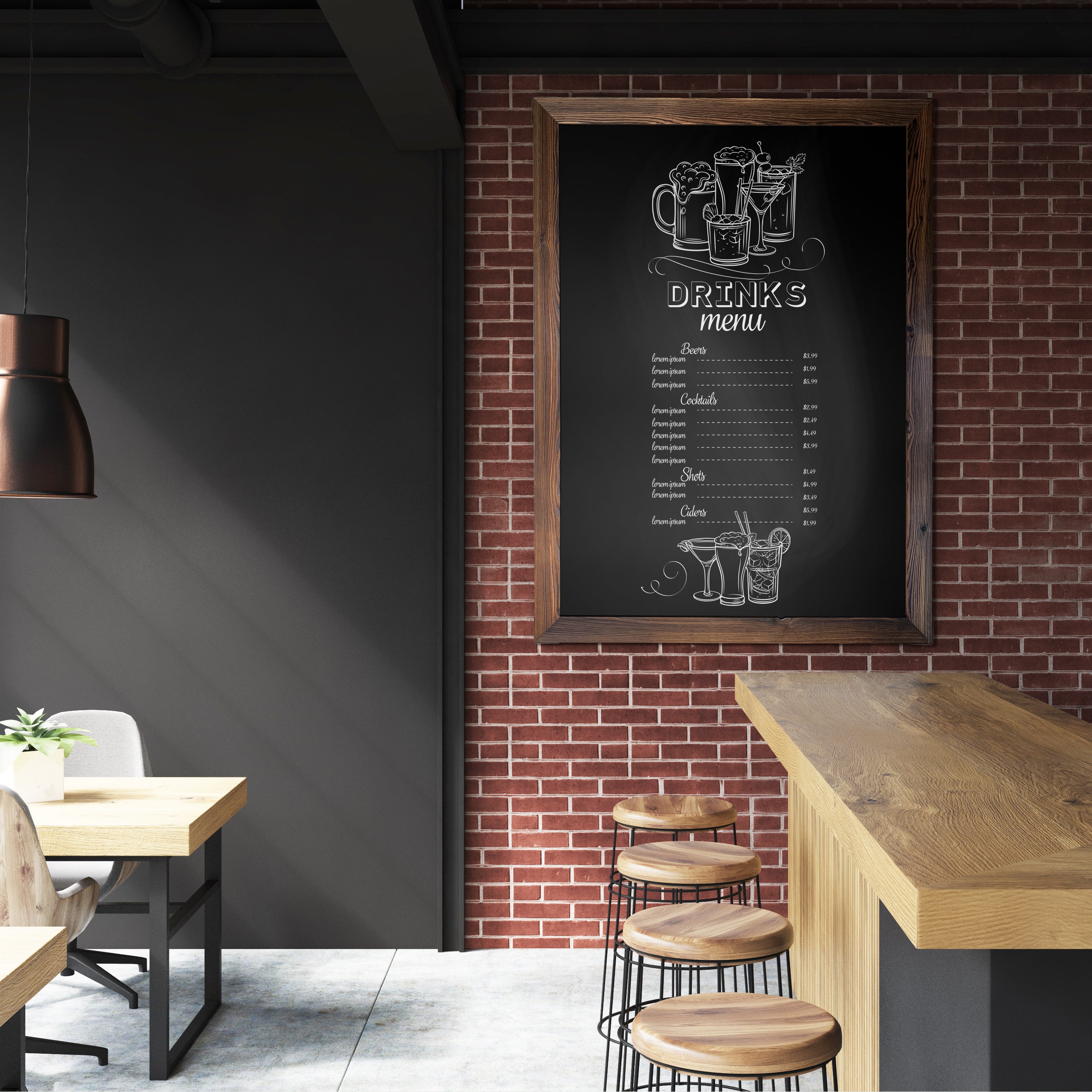 46x34.5 Rustic Framed Magnetic Chalkboard