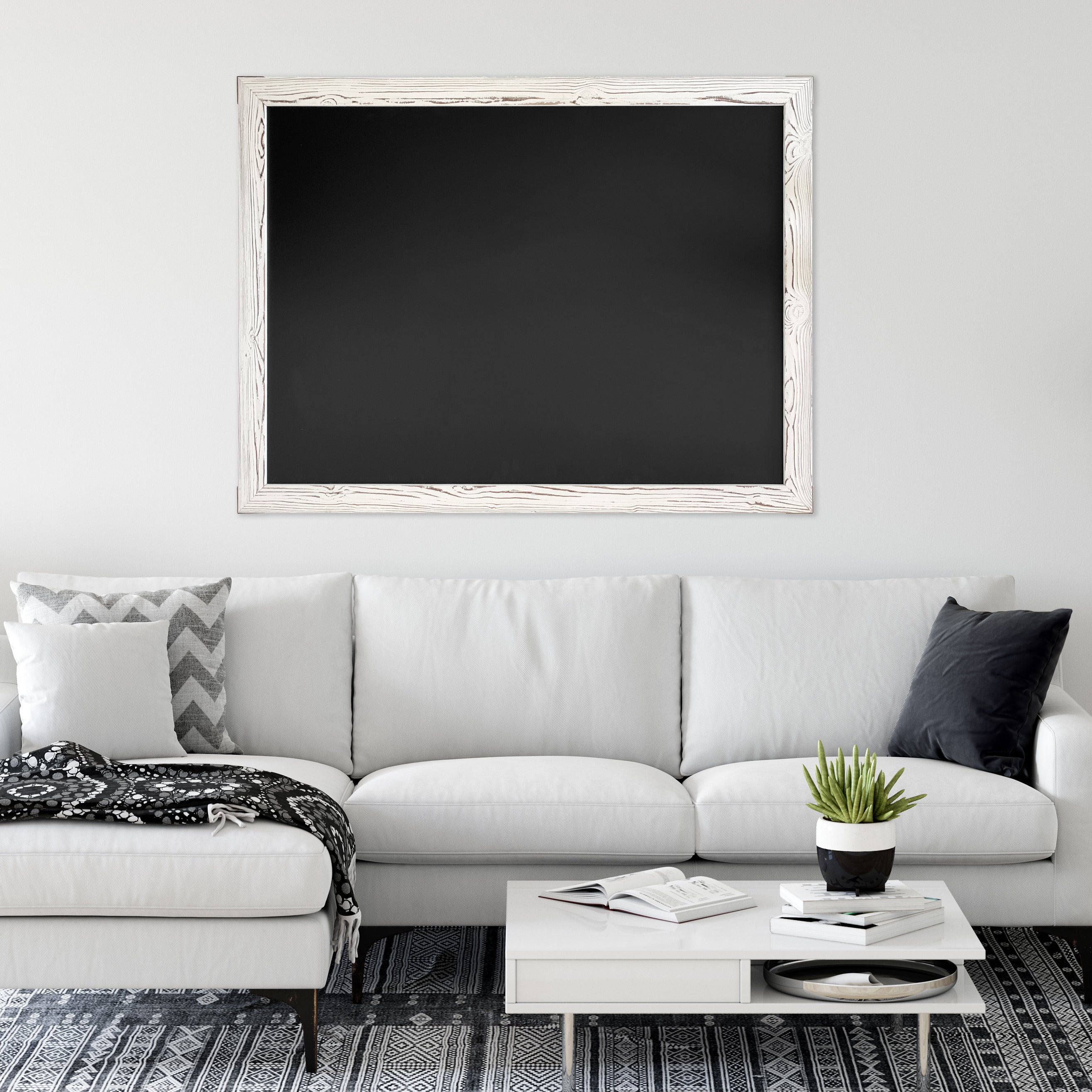 Whitewashed magnetic chalkboard