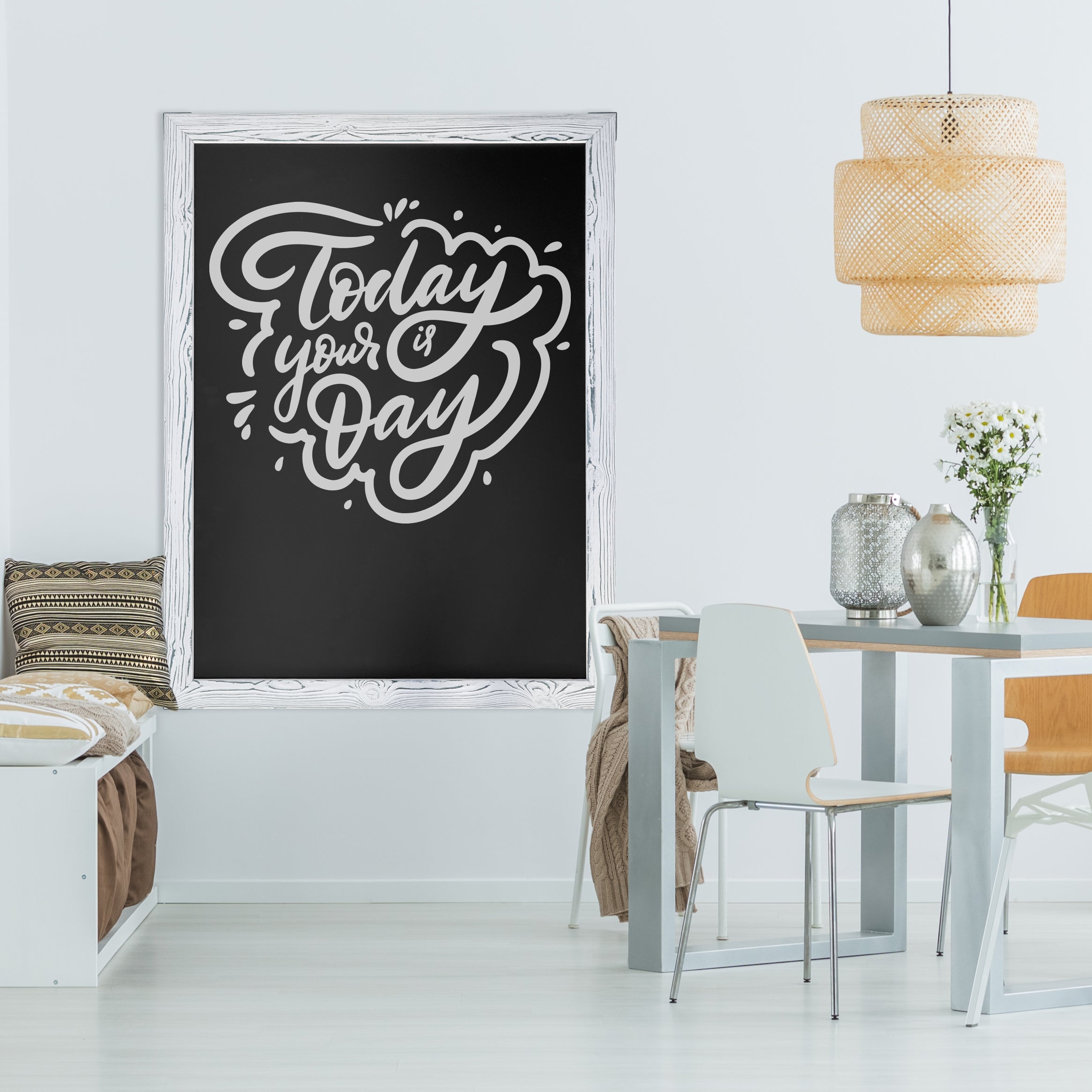 46x34.5 Whitewashed magnetic chalkboard
