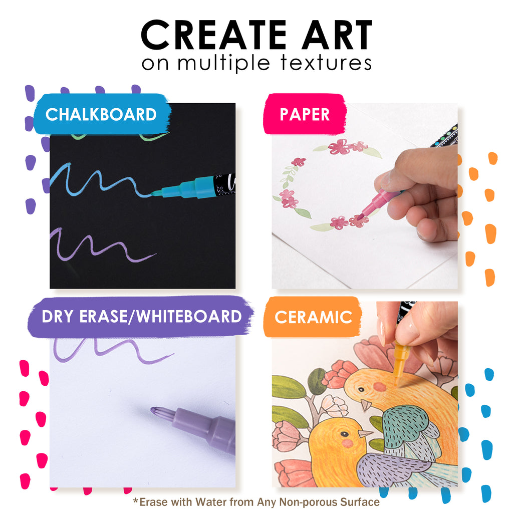 Chalk markers for chalkboards, signs, glass & windows